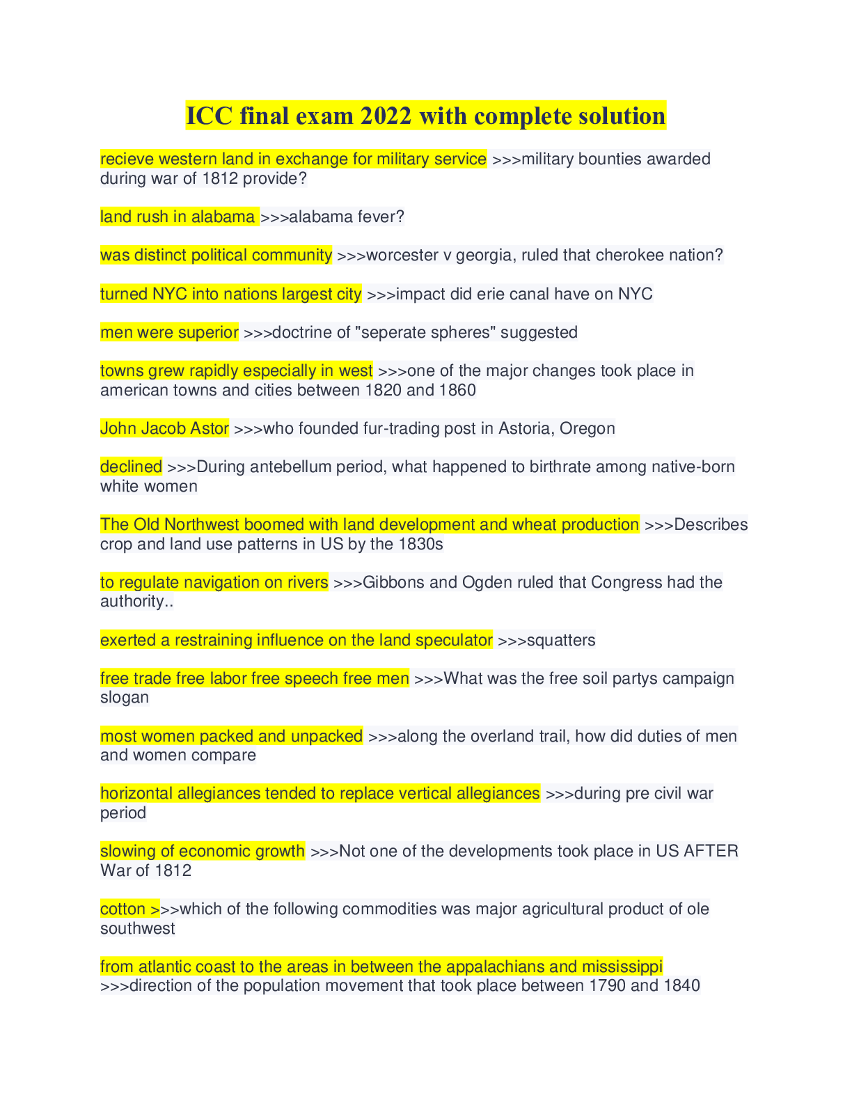 Preview image for ICC final exam 2022 with complete solution